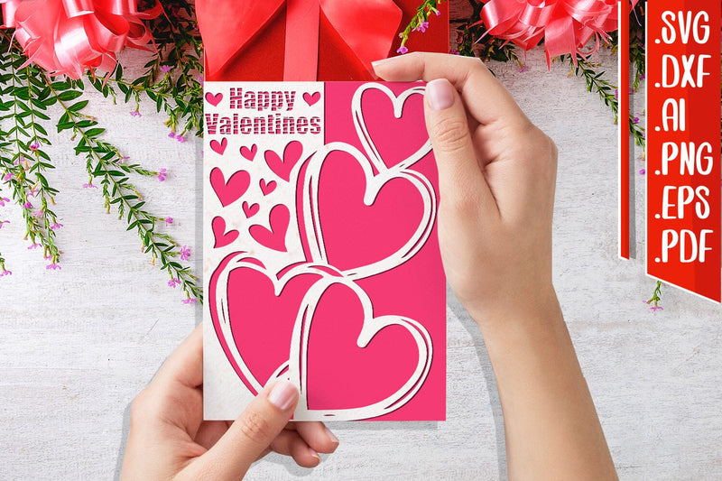 Happy Valentine's card 8 svg dxf eps ai png pdf 3D Paper zafrans studio 