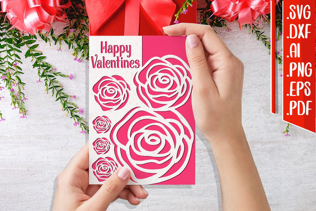 Happy Valentine's card svg dxf eps ai png pdf 3D Paper zafrans studio 