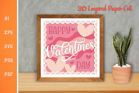 Happy Valentines Day 10 - 3D Layered Paper Cut SVG SVG Slim Studio 