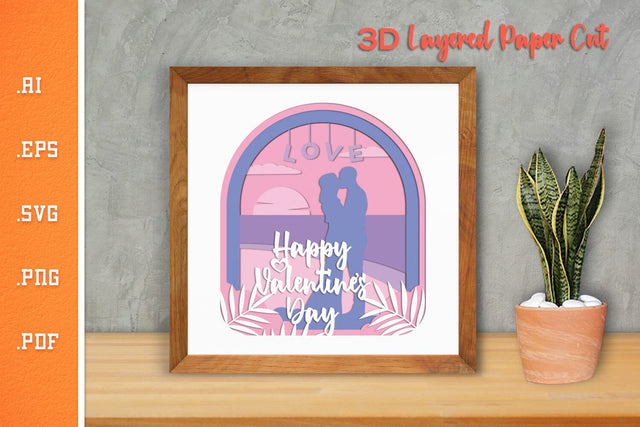 Happy Valentines Day 2 - 3D Layered Paper Cut SVG SVG Slim Studio 