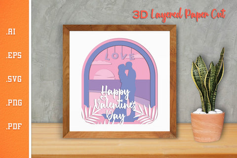 Happy Valentines Day 2 - 3D Layered Paper Cut SVG SVG Slim Studio 