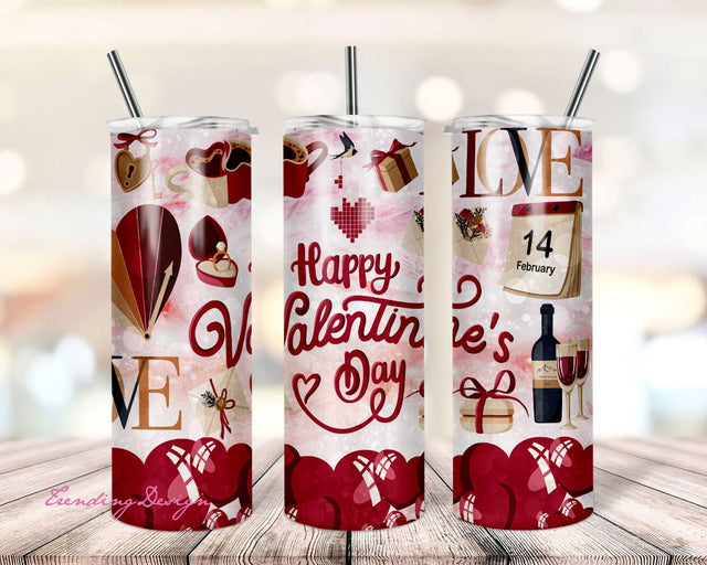Happy Valentine's Day 20oz Skinny Tumbler Sublimation Designs, Heart Skinny Design, Valentine's Day Tumbler Png,Tumbler Png,Digital Download Sublimation TrendingDesign 