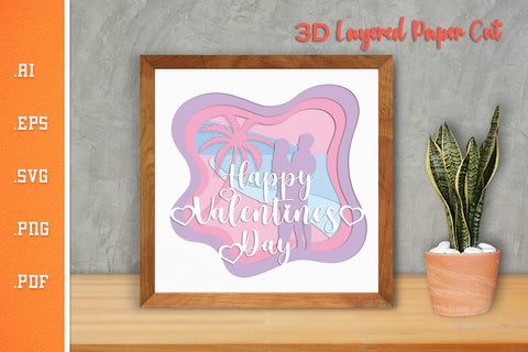 Happy Valentines Day 5 - 3D Layered Paper Cut SVG SVG Slim Studio 