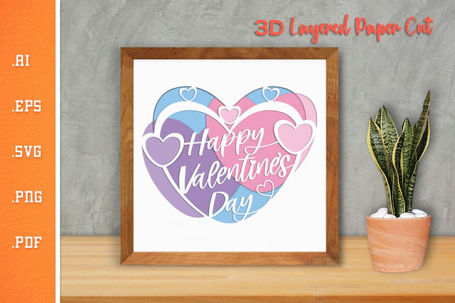 Happy Valentines Day 7 - 3D Layered Paper Cut SVG SVG Slim Studio 