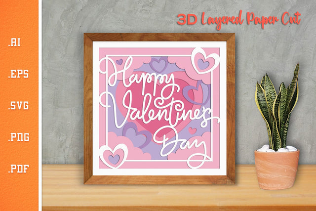 Happy Valentines Day 9 - 3D Layered Paper Cut SVG SVG Slim Studio 