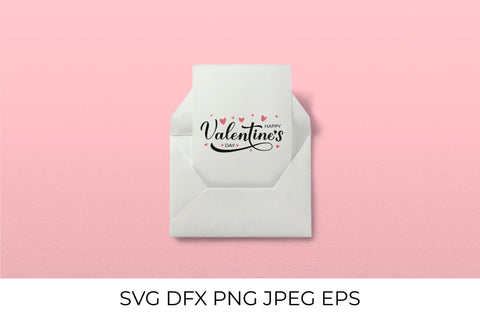 Happy Valentines Day calligraphy lettering with hearts SVG LaBelezoka 