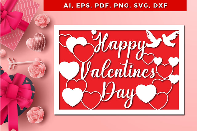Happy Valentine’s day card template SVG, Card Making, Cut File, Paper Cut, Digital Download, valentine's Card, Template SVG MD JOYNAL ABDIN 