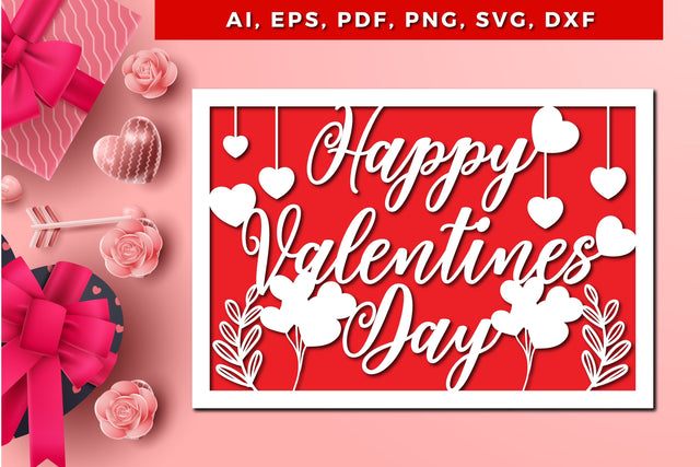 Happy Valentine’s day card template SVG, Card Making, Cut File, Paper Cut, Digital Download, valentine's Card, Template SVG MD JOYNAL ABDIN 