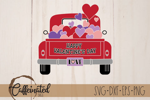 Happy Valentine's Day Heart Truck SVG SVG Caffeinated SVGs 