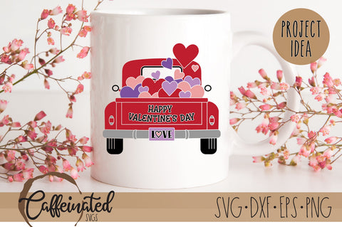 Happy Valentine's Day Heart Truck SVG SVG Caffeinated SVGs 