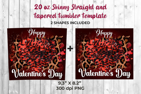 Happy Valentine's Day Leopard Skinny Tumbler Template Sublimation Sublimatiz Designs 