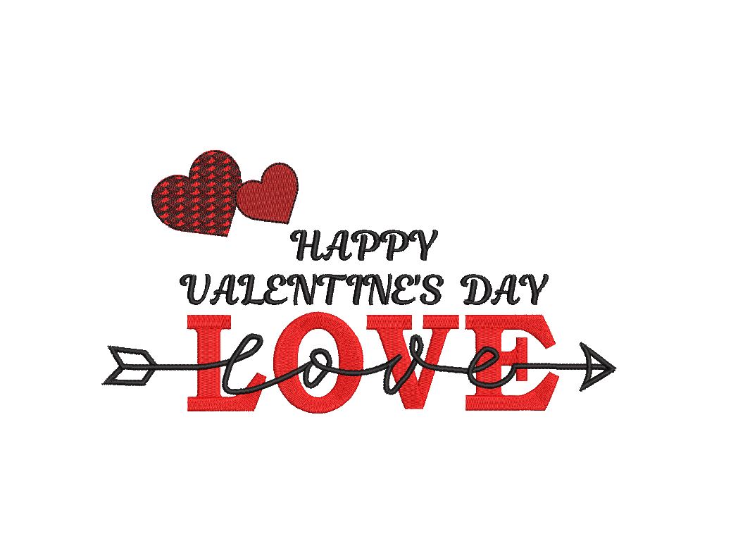 Happy Valentines Day Fancy Script Filled Machine Embroidery Design  Digitized Pattern