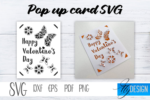 Happy Valentines Day Pop Up Card SVG, Pop-Up Greeting Card, Cricut Pop Up Card, Thank You Day Svg, 3D Card, Birthday SVG Card, Mothers SVG. SVG Fly Design 