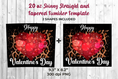 Happy Valentine's Day Red Heart & Leopard Tumbler Wrap Sublimation Sublimatiz Designs 