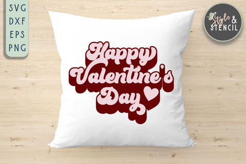 Happy Valentines Day Retro SVG - PNG, DXF, EPS, SVG SVG Style and Stencil 
