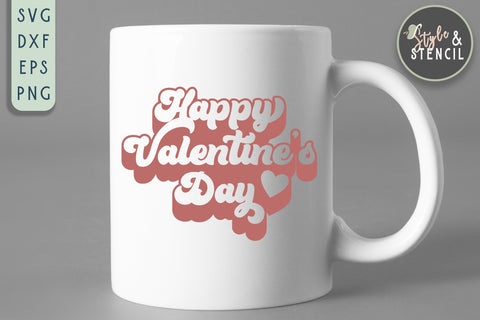 Happy Valentines Day Retro SVG - PNG, DXF, EPS, SVG SVG Style and Stencil 