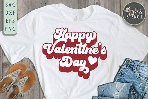 Happy Valentines Day Retro SVG - PNG, DXF, EPS, SVG SVG Style and Stencil 