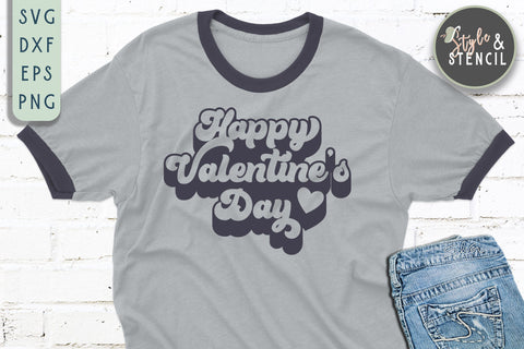 Happy Valentines Day Retro SVG - PNG, DXF, EPS, SVG SVG Style and Stencil 