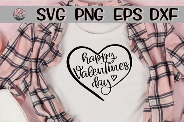 Happy Valentine's Day - Script - Heart - SVG PNG EPS DXF SVG On the Beach Boutique 