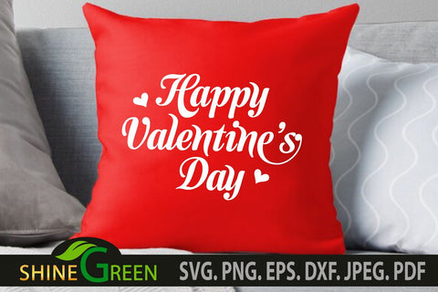 Happy Valentine's Day SVG Cut File with Little Hearts SVG Shine Green Art 