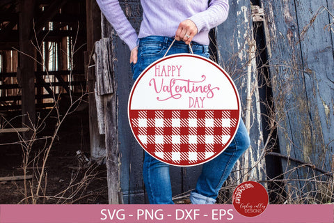 Happy Valentine's Day SVG-Farmhouse Valentine Round Sign SVG SVG Linden Valley Designs 