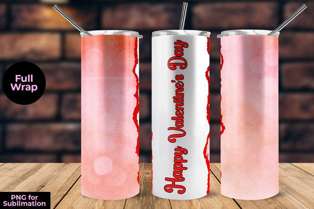 Happy Valentine's Day Watercolor Tumbler Sublimation Design Sublimation Sublimatiz Designs 