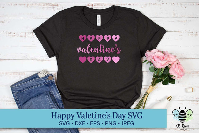 Happy Valentine's Day with Heart SVG | Valentine Sublimation Design SVG B Renee Design 