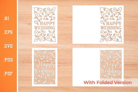 Happy Wedding Insert Card Paper Cut SVG 1 - Postcard size SVG Slim Studio 