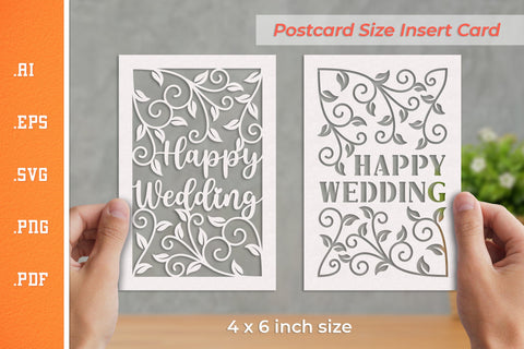 Happy Wedding Insert Card Paper Cut SVG 1 - Postcard size SVG Slim Studio 