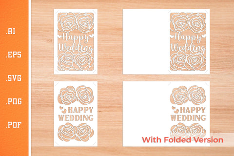 Happy Wedding Insert Card Paper Cut SVG 2 - Postcard Size SVG Slim Studio 