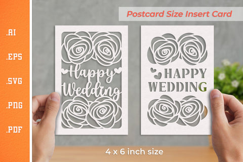 Happy Wedding Insert Card Paper Cut SVG 2 - Postcard Size SVG Slim Studio 