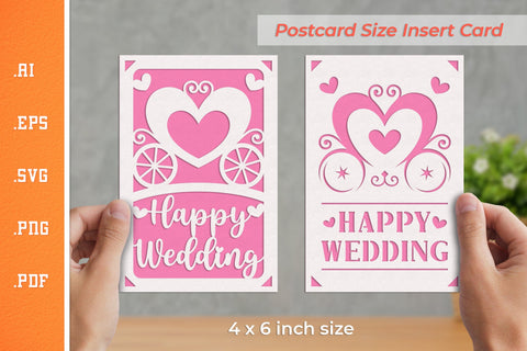 Happy Wedding Insert Card Paper Cut SVG 3 - Postcard Size SVG Slim Studio 