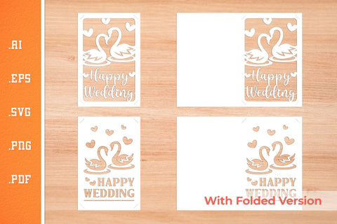 Happy Wedding Insert Card Paper Cut SVG 4 - Postcard Size SVG Slim Studio 