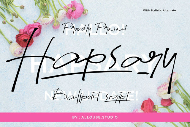 Hapsary - Ballpoint Script Font Allouse.Studio 