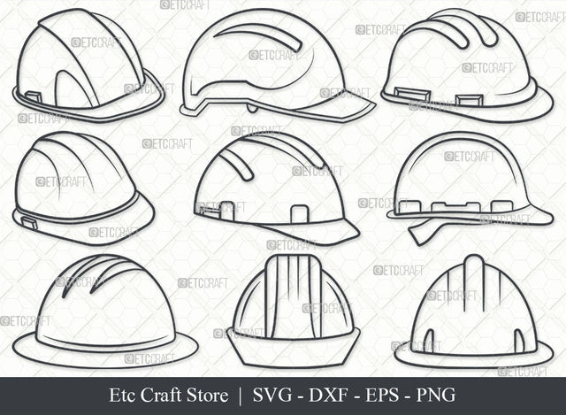 Hard Hat SVG, Hat Outline, Construction Svg, Safety Helmet Svg, Engineer Hat Svg, Helmet Svg, Worker Helmet Svg, Builders Hat Bundle SVG ETC Craft 