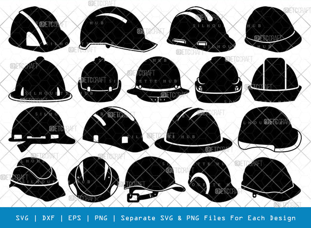 Hard Hat SVG, Hat Silhouette, Construction Svg, Safety Helmet Svg, Engineer Hat Svg, Helmet Svg, Worker Helmet Svg, Builders Hat Bundle SVG ETC Craft 