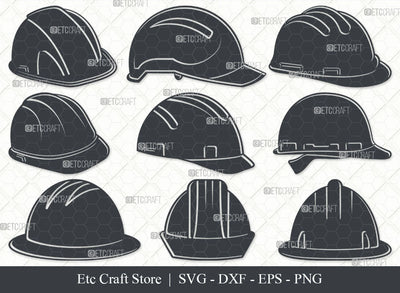 Hard Hat SVG, Hat Silhouette, Construction Svg, Safety Helmet Svg, Engineer Hat Svg, Helmet Svg, Worker Helmet Svg, Builders Hat Bundle SVG ETC Craft 