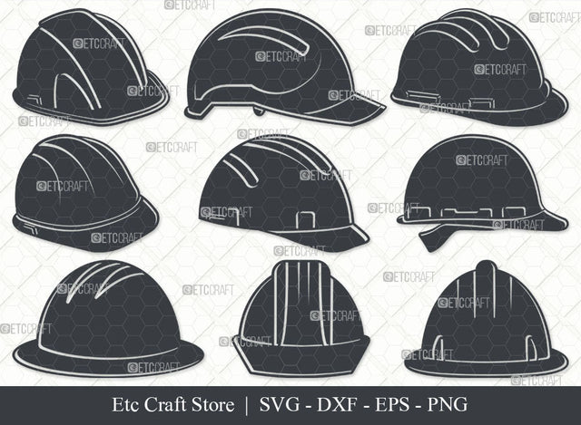 Hard Hat SVG, Hat Silhouette, Construction Svg, Safety Helmet Svg, Engineer Hat Svg, Helmet Svg, Worker Helmet Svg, Builders Hat Bundle SVG ETC Craft 