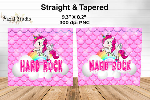 Hard Rock Unicorn in Mermaid Scales 20 oz Skinny Tumbler Wrap Sublimation Sublimation Pazal Studio 