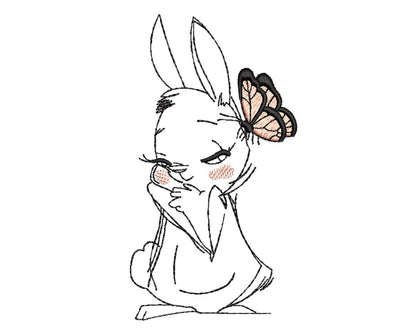 Hare and Butterfly Embroidery Design, 4 sizes Embroidery/Applique DESIGNS Nino Nadaraia 