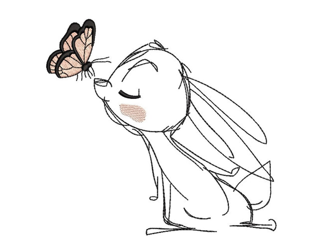 Hare and Butterfly Embroidery Design, 4 sizes Embroidery/Applique DESIGNS Nino Nadaraia 