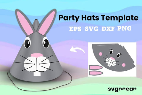 Hare Party Hat Cut File 3D Paper SvgOcean 