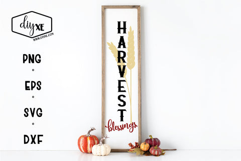 Harvest Blessings - A Front Porch Sign SVG Cut FIle SVG DIYxe Designs 