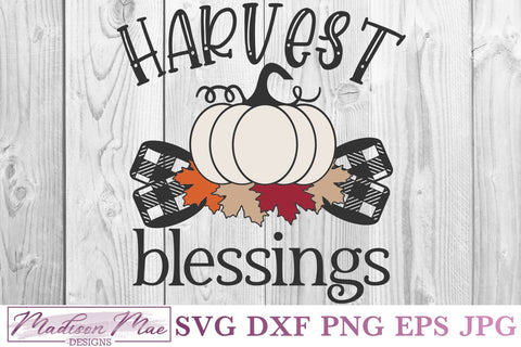 Harvest Blessings, Plaid Fall Pumkin SVG SVG Madison Mae Designs 