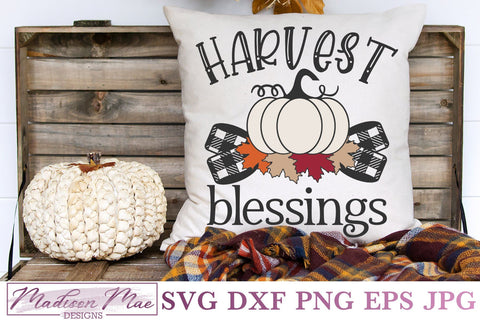 Harvest Blessings, Plaid Fall Pumkin SVG SVG Madison Mae Designs 