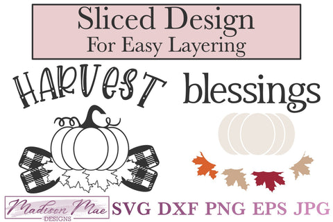 Harvest Blessings, Plaid Fall Pumkin SVG SVG Madison Mae Designs 