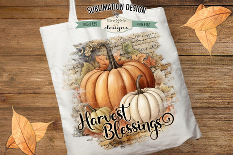 Harvest Blessings | Rustic Pumpkin Sublimation Design Sublimation Ewe-N-Me Designs 