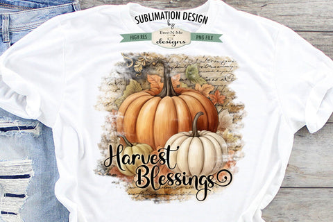Harvest Blessings | Rustic Pumpkin Sublimation Design Sublimation Ewe-N-Me Designs 