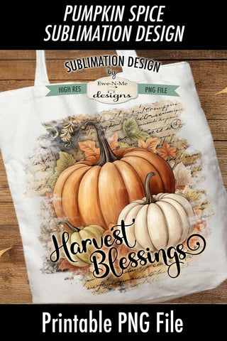 Harvest Blessings | Rustic Pumpkin Sublimation Design Sublimation Ewe-N-Me Designs 