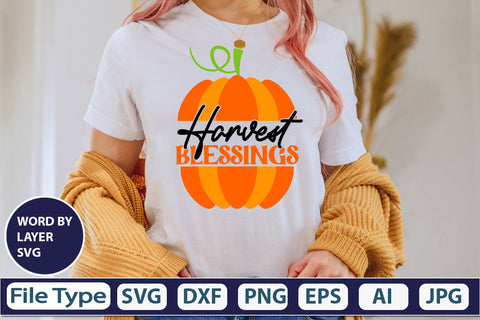Harvest Blessings SVG Cut File SVGs,quotes-and-sayings,food-drink mini-bundles,print-cut,on-sale Clipart Clip Art Sublimation or Vinyl Shirt Design SVG DesignPlante 503 